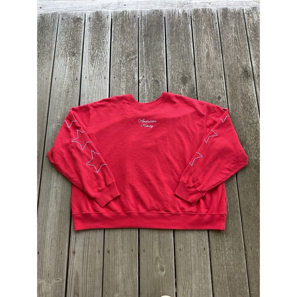 Hollister‎ Sweatshirt Pullover American Honey Patriotic Star Red XL Crewneck